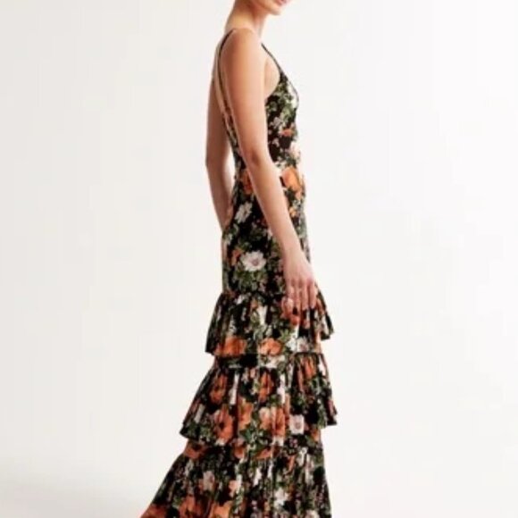 Abercrombie Ruffle Tier Maxi Dress (Black Floral) - Picture 2 of 4